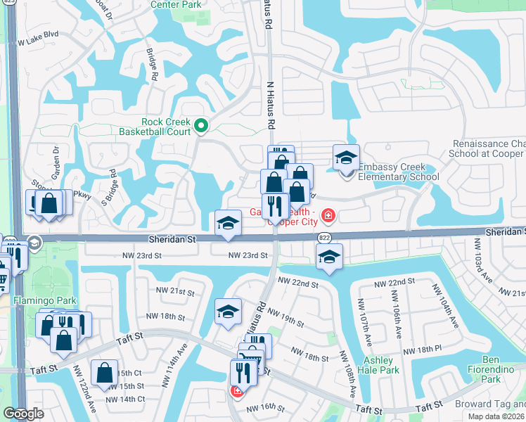 map of restaurants, bars, coffee shops, grocery stores, and more near 11208 Rhapsody Road in Hollywood