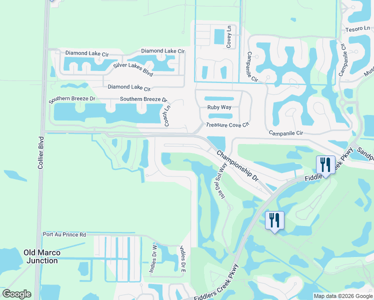 map of restaurants, bars, coffee shops, grocery stores, and more near 3965 Deer Crossing Court in Naples