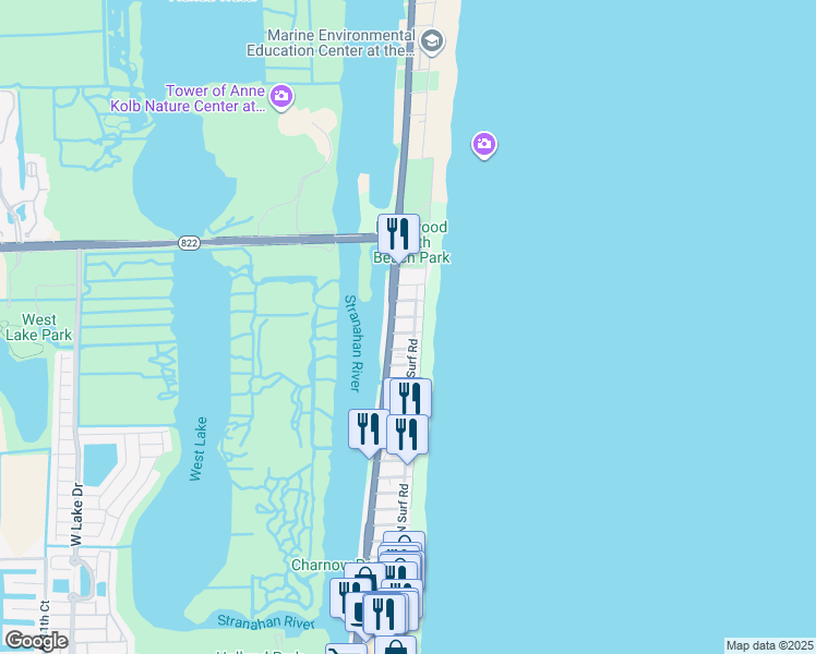 map of restaurants, bars, coffee shops, grocery stores, and more near 311 Liberty Street in Hollywood