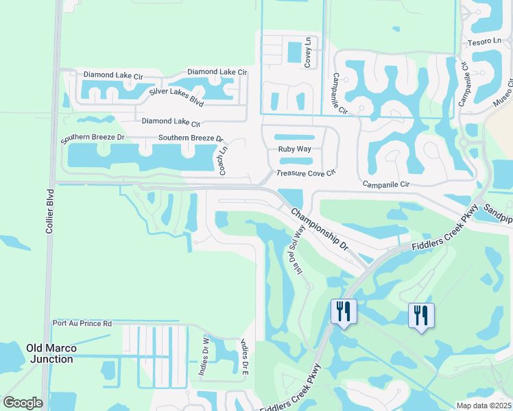 map of restaurants, bars, coffee shops, grocery stores, and more near 3965 Deer Crossing Court in Naples