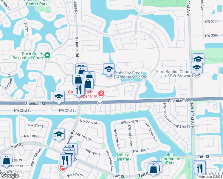 map of restaurants, bars, coffee shops, grocery stores, and more near 10824 Morningstar Drive in Hollywood