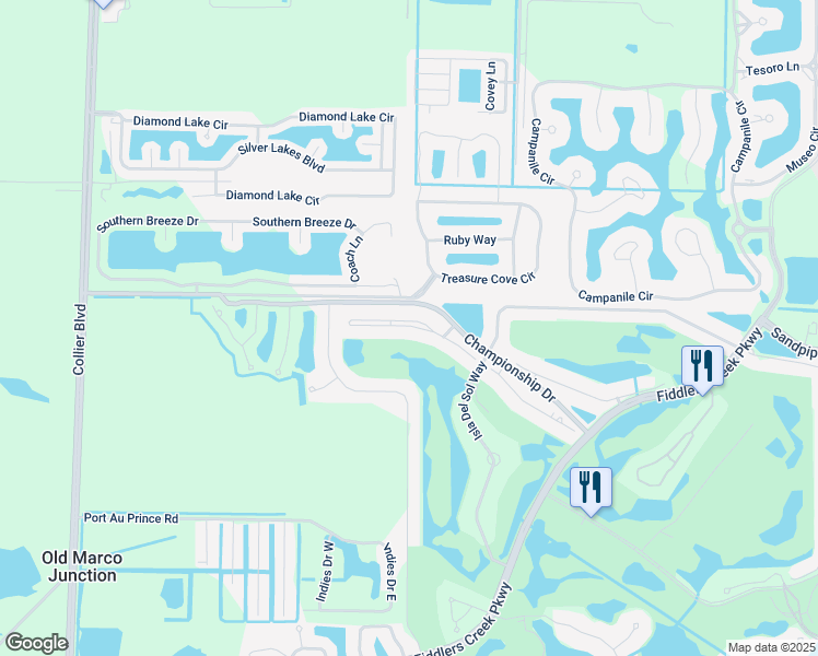 map of restaurants, bars, coffee shops, grocery stores, and more near 3965 Deer Crossing Court in Naples