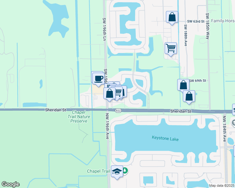 map of restaurants, bars, coffee shops, grocery stores, and more near 19441 Sheridan Street in Fort Lauderdale