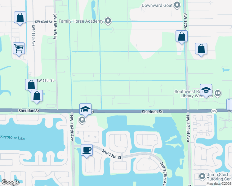map of restaurants, bars, coffee shops, grocery stores, and more near 17840 Southwest 70th Place in Southwest Ranches
