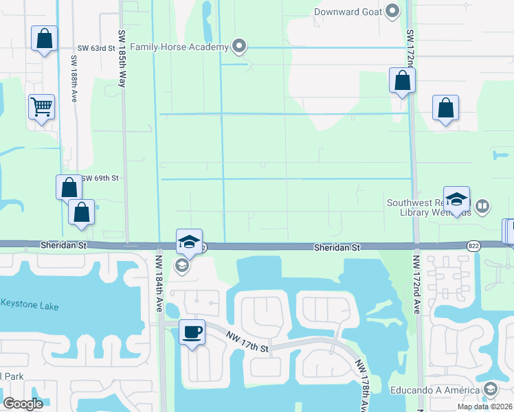 map of restaurants, bars, coffee shops, grocery stores, and more near 17840 Southwest 70th Place in Southwest Ranches