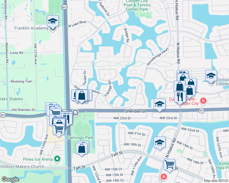 map of restaurants, bars, coffee shops, grocery stores, and more near 2740 Egret Way in Hollywood