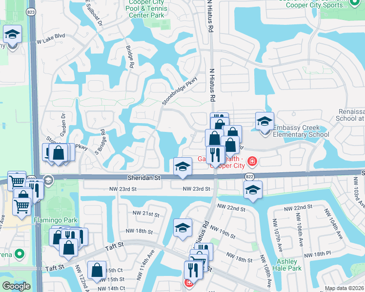 map of restaurants, bars, coffee shops, grocery stores, and more near 2681 Regalia Place in Hollywood