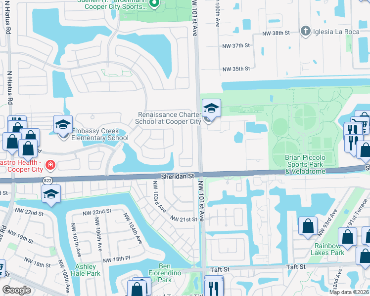 map of restaurants, bars, coffee shops, grocery stores, and more near 2710 Bogota Avenue in Hollywood