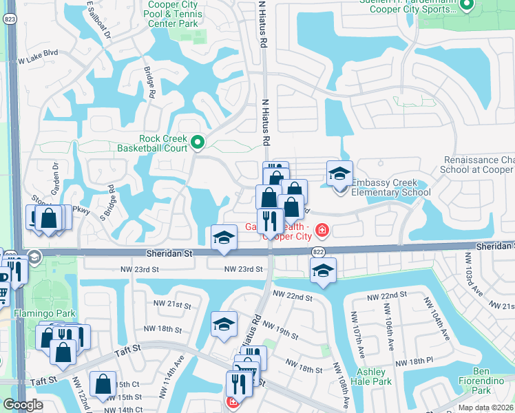 map of restaurants, bars, coffee shops, grocery stores, and more near 11261 Reveille Road in Hollywood