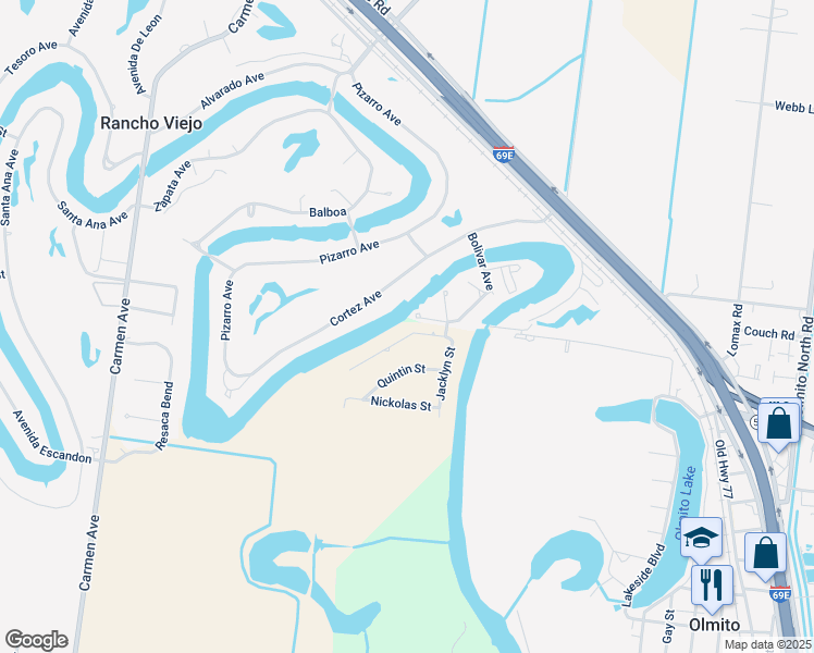 map of restaurants, bars, coffee shops, grocery stores, and more near 116 Jacklyn Circle in Rancho Viejo