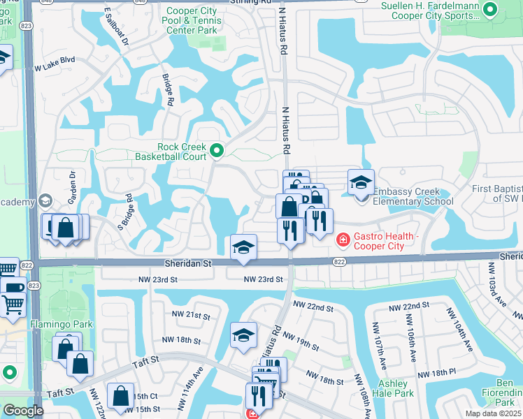 map of restaurants, bars, coffee shops, grocery stores, and more near 11261 Reveille Road in Hollywood
