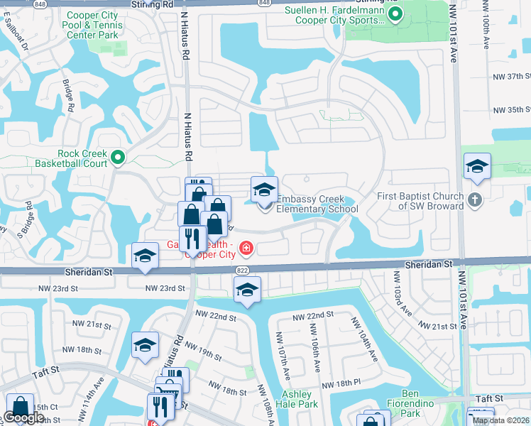 map of restaurants, bars, coffee shops, grocery stores, and more near 10905 Southeast Lake Boulevard in Hollywood