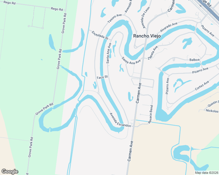 map of restaurants, bars, coffee shops, grocery stores, and more near 1419 Santa Ana Avenue in Rancho Viejo