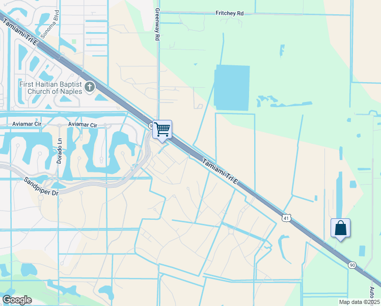 map of restaurants, bars, coffee shops, grocery stores, and more near 14602 Tamiami Trail East in Naples