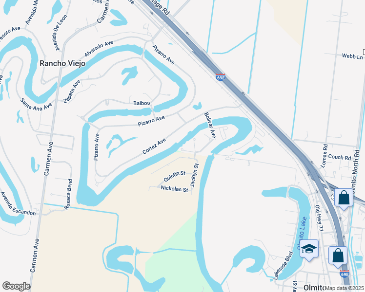 map of restaurants, bars, coffee shops, grocery stores, and more near 116 Jacklyn Circle in Rancho Viejo