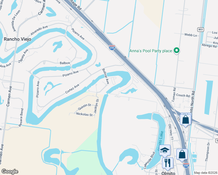 map of restaurants, bars, coffee shops, grocery stores, and more near 304-400 Avenida Bolivar in Rancho Viejo