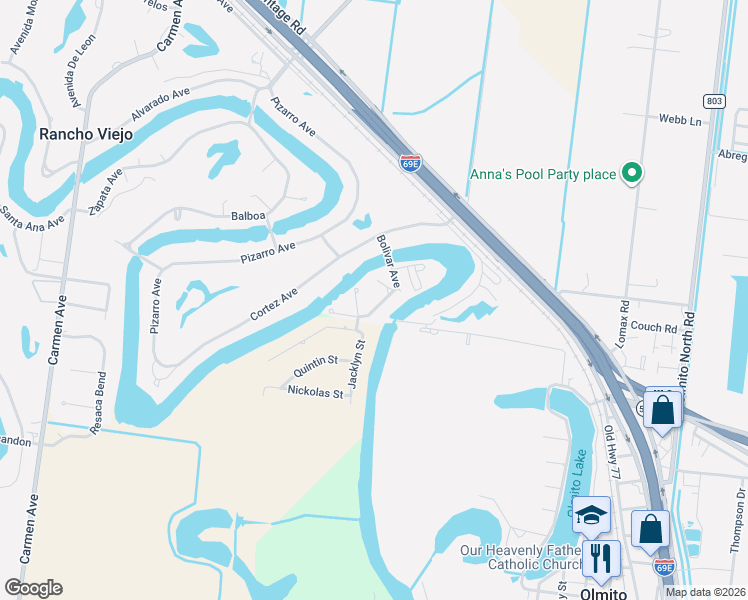 map of restaurants, bars, coffee shops, grocery stores, and more near 304-400 Avenida Bolivar in Rancho Viejo