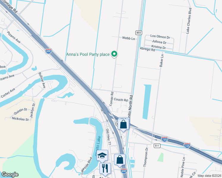 map of restaurants, bars, coffee shops, grocery stores, and more near 8705 Lomax Road in San Benito