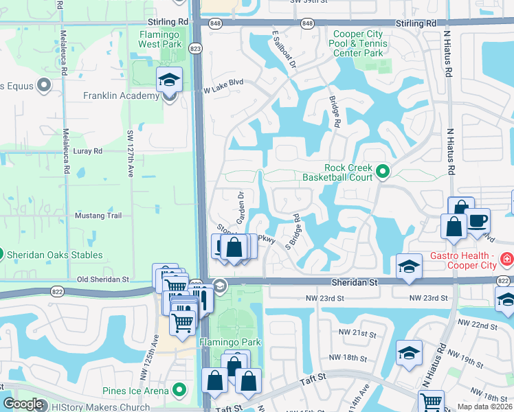 map of restaurants, bars, coffee shops, grocery stores, and more near 2880 West Aviary Drive in Hollywood