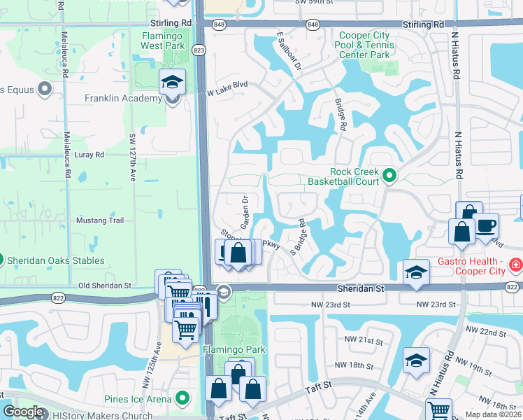 map of restaurants, bars, coffee shops, grocery stores, and more near 2880 West Aviary Drive in Hollywood