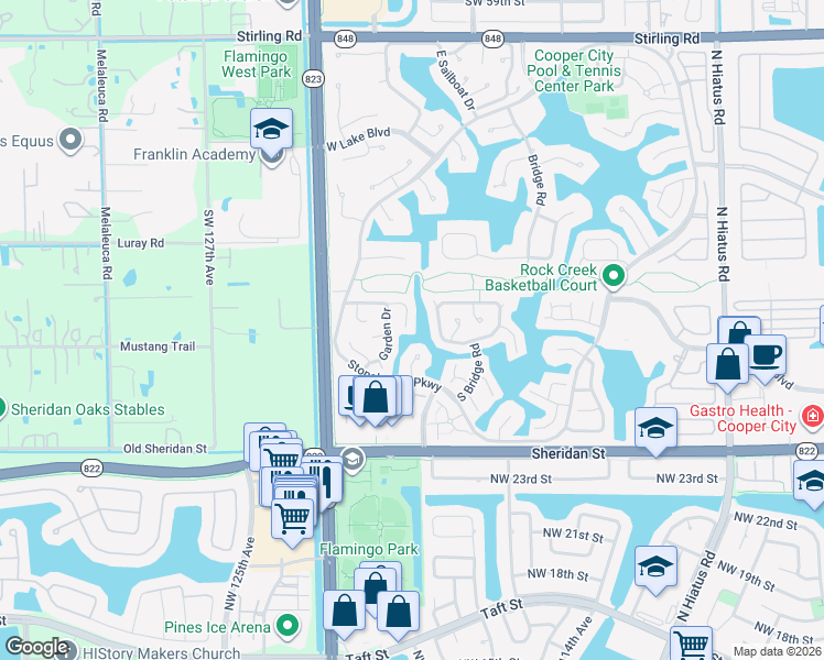 map of restaurants, bars, coffee shops, grocery stores, and more near 2880 West Aviary Drive in Hollywood