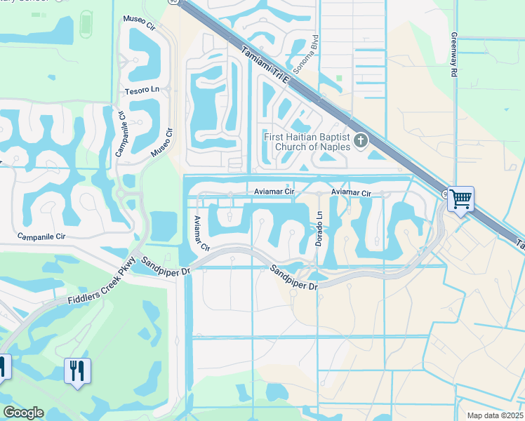 map of restaurants, bars, coffee shops, grocery stores, and more near 3207 Serenity Court in Naples