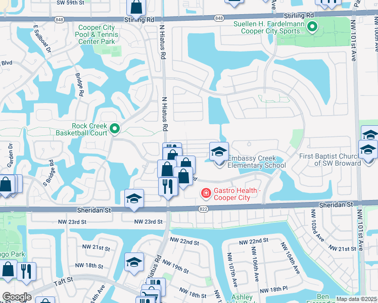 map of restaurants, bars, coffee shops, grocery stores, and more near 11083 Chandler Drive in Hollywood