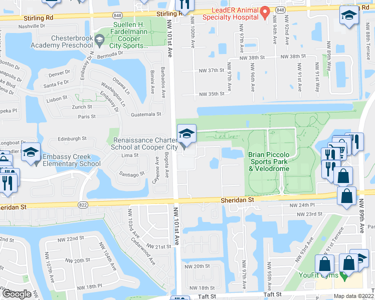 map of restaurants, bars, coffee shops, grocery stores, and more near 2800 North Palm Avenue in Hollywood