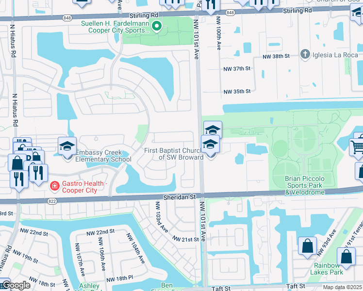 map of restaurants, bars, coffee shops, grocery stores, and more near 10310 Panama Street in Hollywood