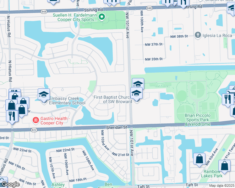 map of restaurants, bars, coffee shops, grocery stores, and more near 10310 Panama Street in Hollywood