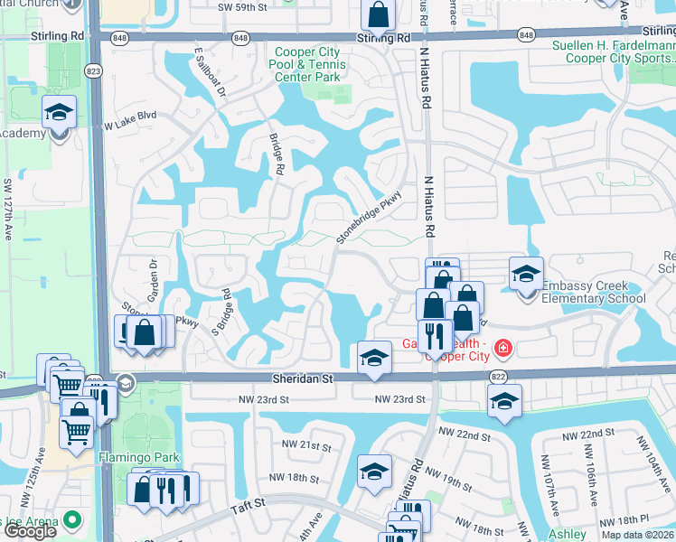 map of restaurants, bars, coffee shops, grocery stores, and more near 2897 Ashly Lane in Hollywood