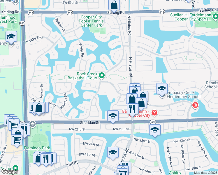 map of restaurants, bars, coffee shops, grocery stores, and more near 2897 Ashly Lane in Hollywood
