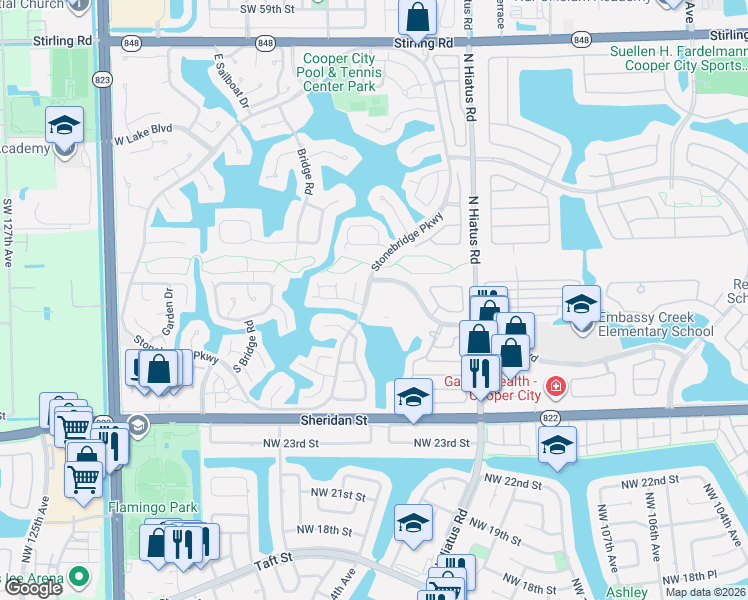 map of restaurants, bars, coffee shops, grocery stores, and more near 2897 Ashly Lane in Hollywood