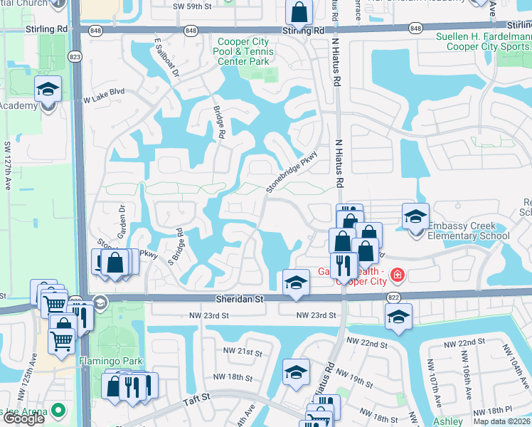 map of restaurants, bars, coffee shops, grocery stores, and more near 2897 Ashly Lane in Hollywood