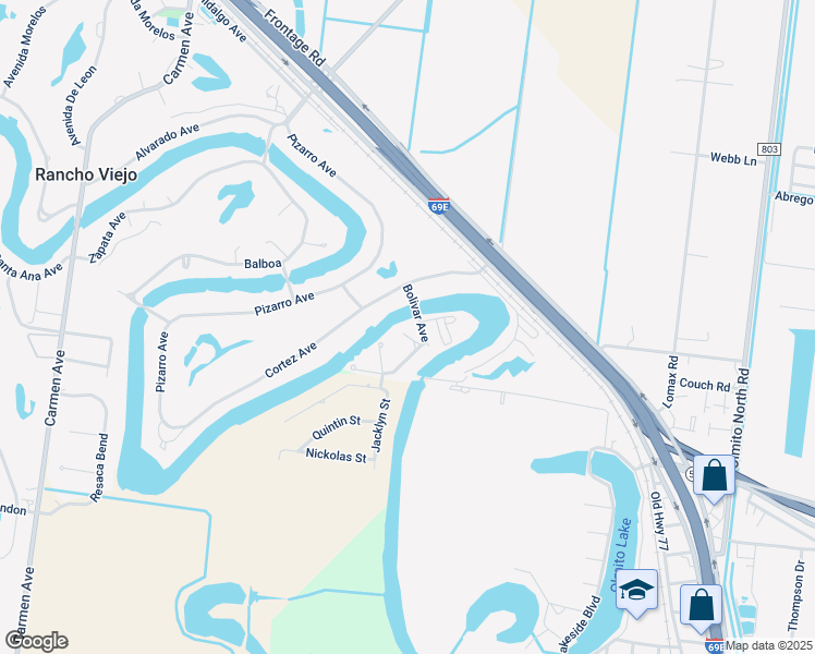 map of restaurants, bars, coffee shops, grocery stores, and more near 313 Bolivar Avenue in Rancho Viejo