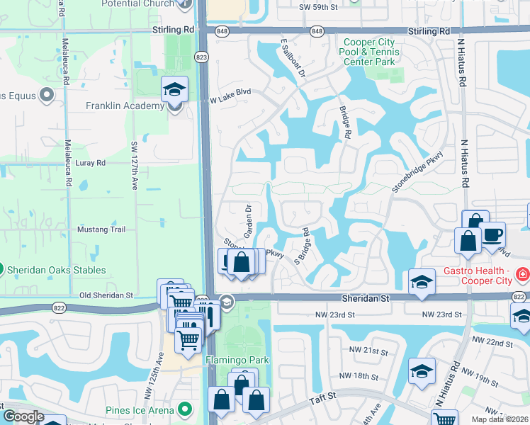 map of restaurants, bars, coffee shops, grocery stores, and more near 2880 West Aviary Drive in Hollywood