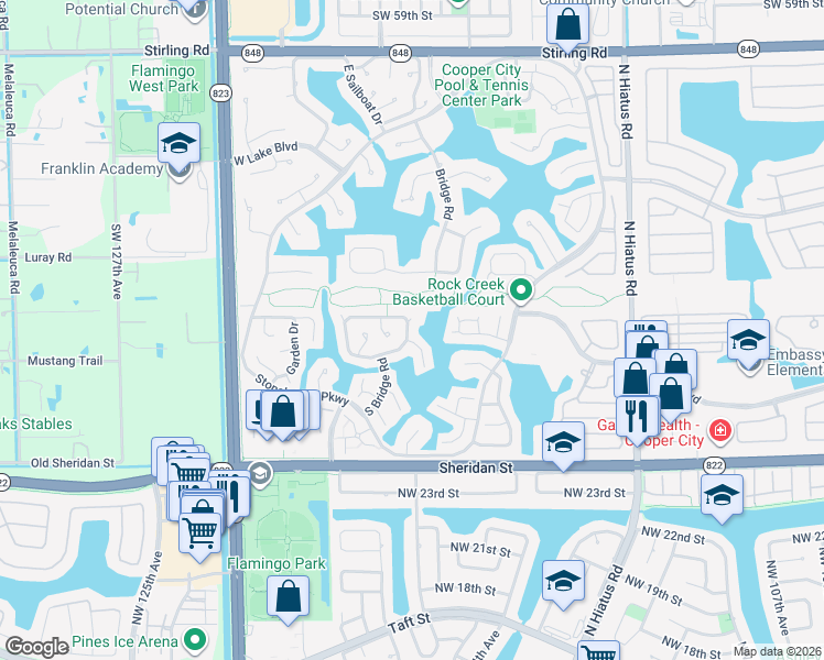 map of restaurants, bars, coffee shops, grocery stores, and more near 2885 Egret Way in Hollywood