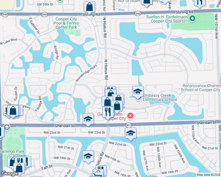 map of restaurants, bars, coffee shops, grocery stores, and more near 11184 Neptune Drive in Hollywood