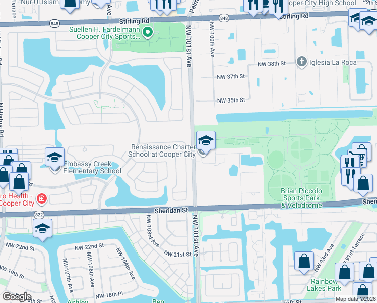 map of restaurants, bars, coffee shops, grocery stores, and more near 2900 Bogota Avenue in Hollywood
