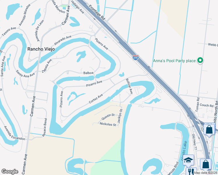 map of restaurants, bars, coffee shops, grocery stores, and more near 52 Cortez Avenue in Rancho Viejo