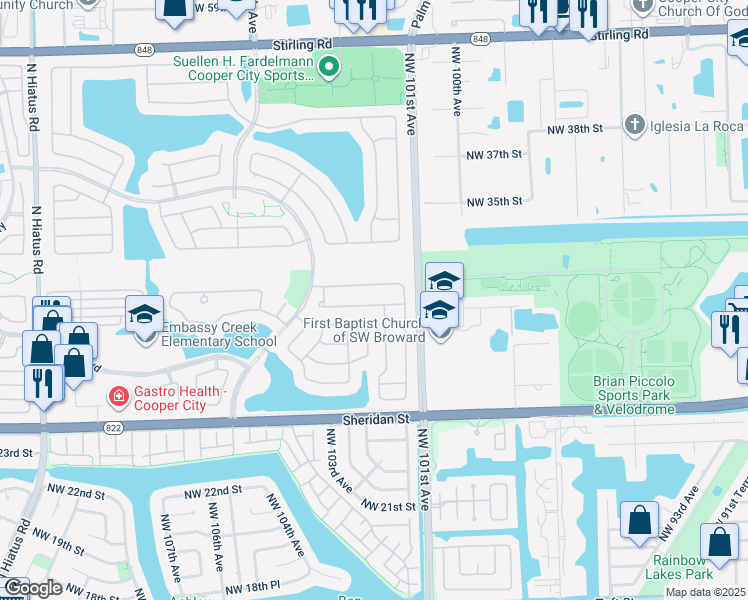map of restaurants, bars, coffee shops, grocery stores, and more near 10310 Panama Street in Hollywood