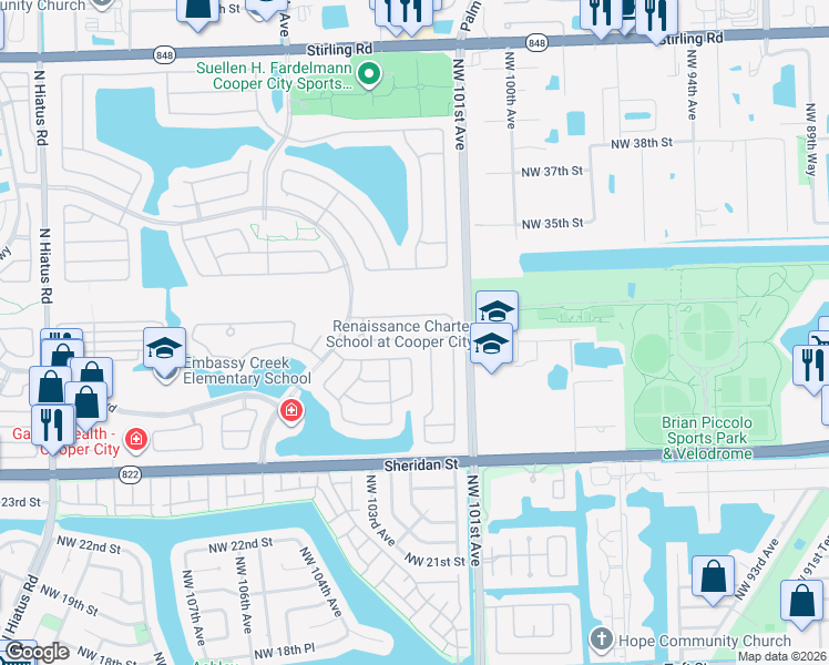 map of restaurants, bars, coffee shops, grocery stores, and more near 10310 Panama Street in Hollywood