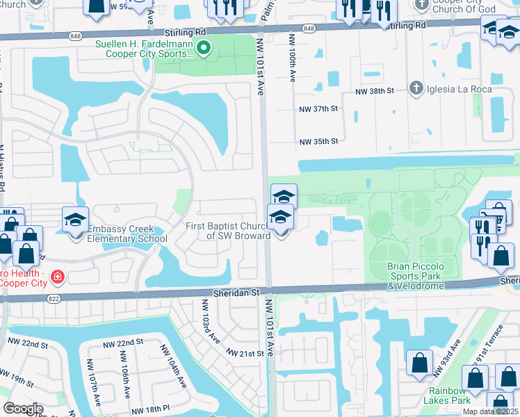 map of restaurants, bars, coffee shops, grocery stores, and more near 2900 Bogota Avenue in Hollywood
