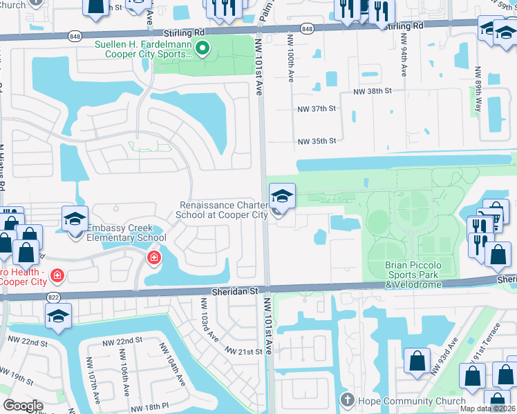 map of restaurants, bars, coffee shops, grocery stores, and more near 2900 Bogota Avenue in Hollywood