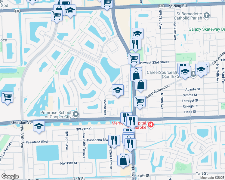 map of restaurants, bars, coffee shops, grocery stores, and more near 2698 Solano Avenue in Hollywood