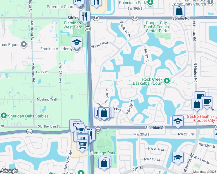map of restaurants, bars, coffee shops, grocery stores, and more near 12185 Begonia Way in Hollywood