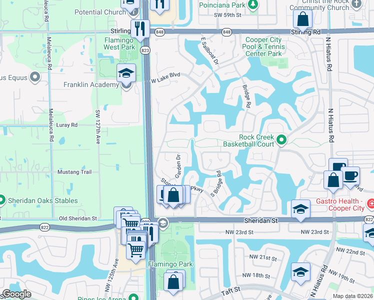 map of restaurants, bars, coffee shops, grocery stores, and more near 12185 Begonia Way in Hollywood
