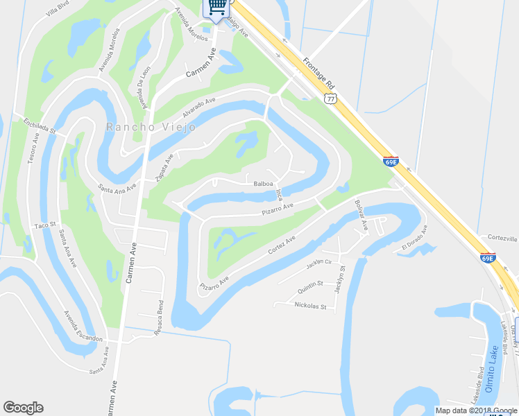 map of restaurants, bars, coffee shops, grocery stores, and more near 73 Pizarro Avenue in Olmito