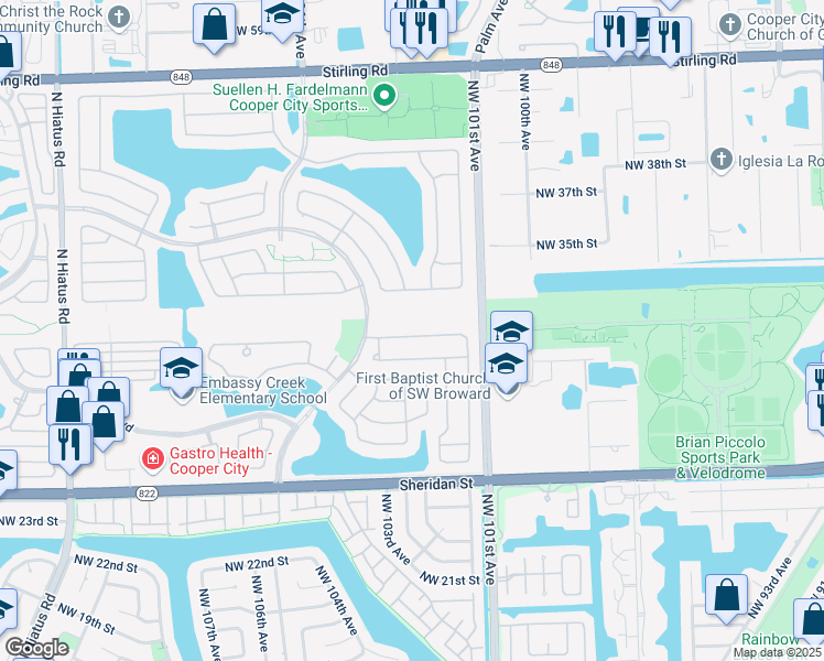 map of restaurants, bars, coffee shops, grocery stores, and more near 10311 Quito Street in Hollywood
