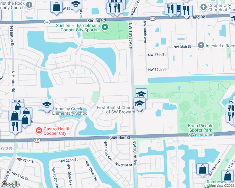 map of restaurants, bars, coffee shops, grocery stores, and more near 10311 Quito Street in Hollywood